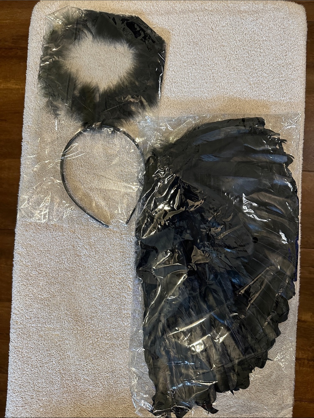 Black Feather Halo Headband and Dark Angel Wing Set